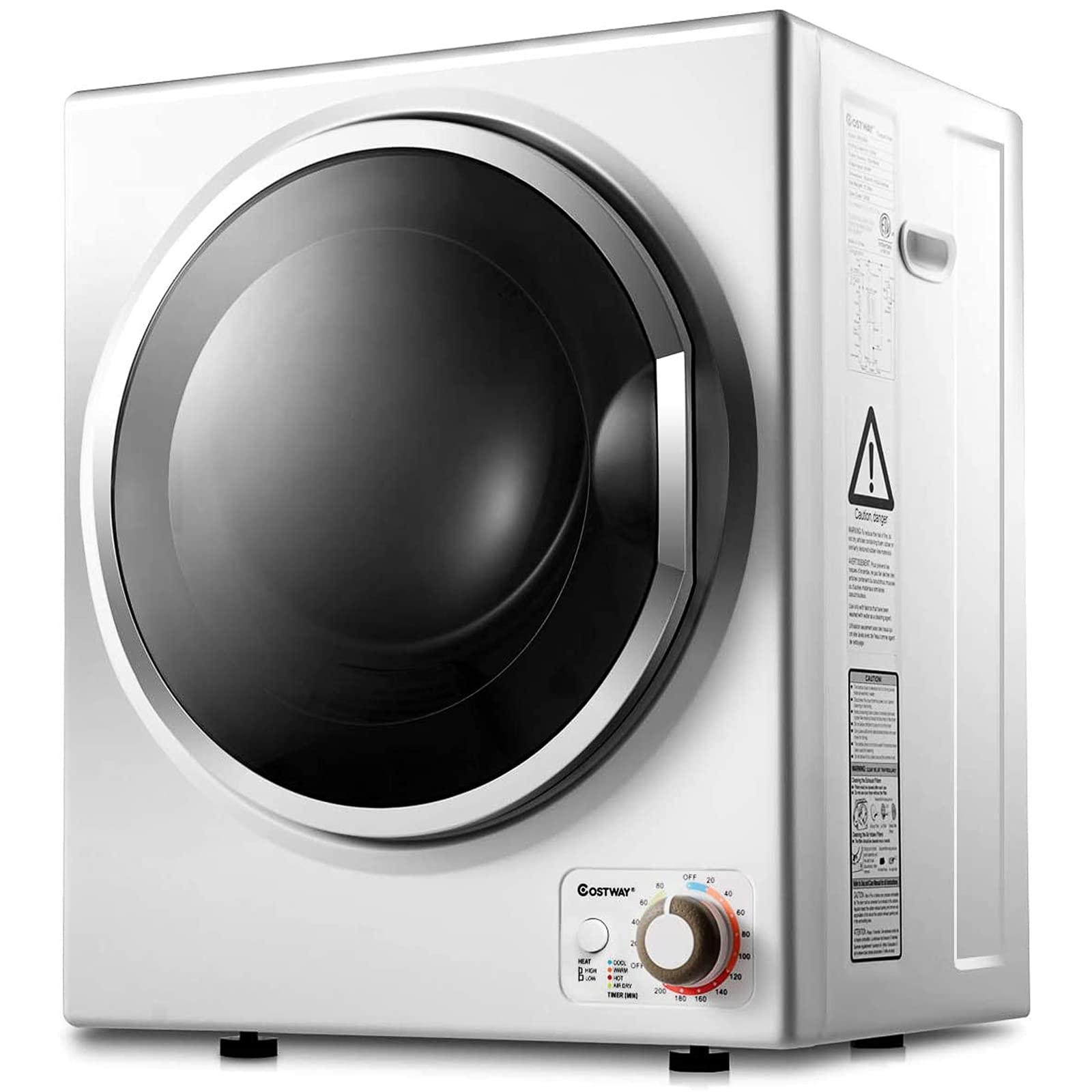 【Appliances】COSTWAY Compact Laundry Dryer, 110V Electric Portable Clothes Dryer with Stainless Steel Tub