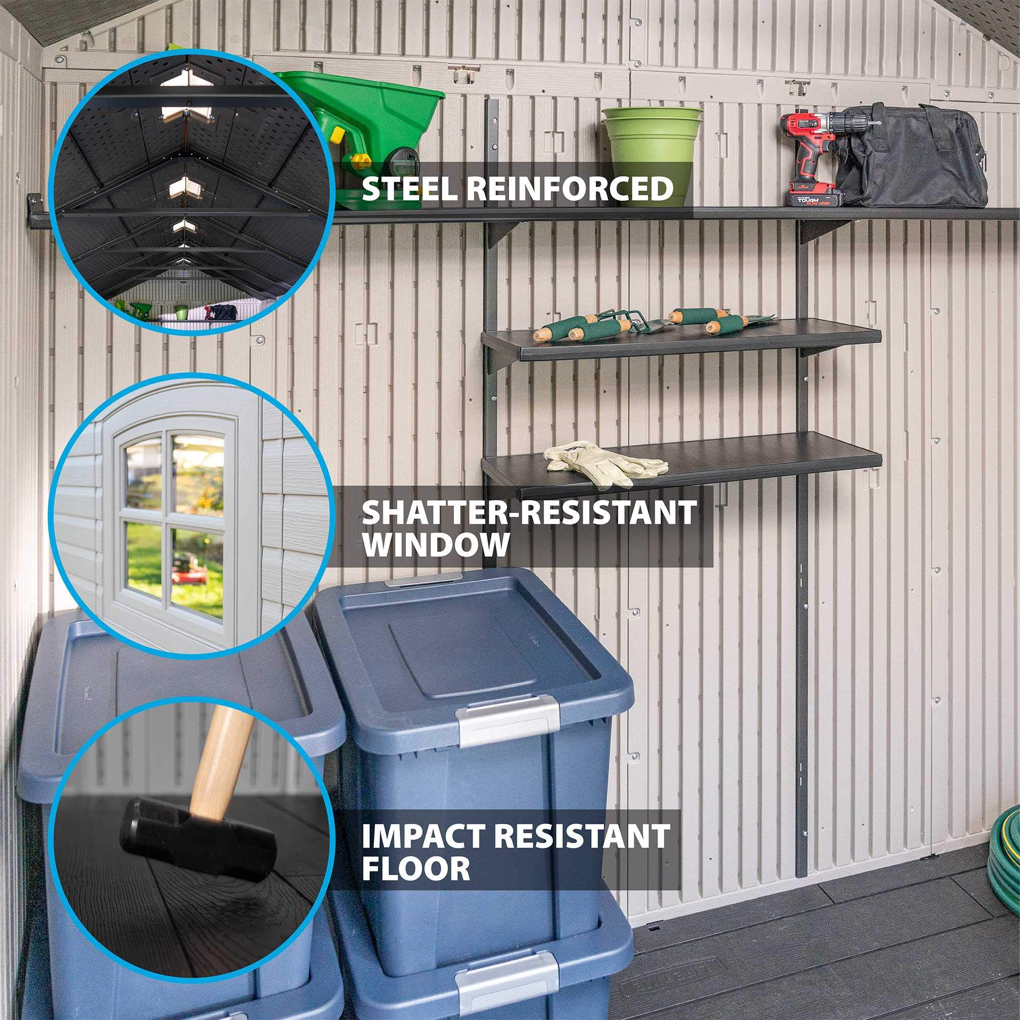 【Storage Shed】【BS】8 x 15 Ft. Outdoor Storage Shed, Desert Sand