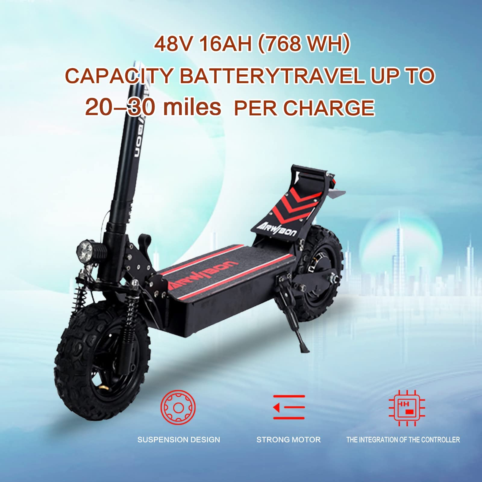 【Bicycle】Electric Kick Scooter for Adults - 2500W Motor, Up to 30 MPH & 20-30 Miles, 48V/16AH