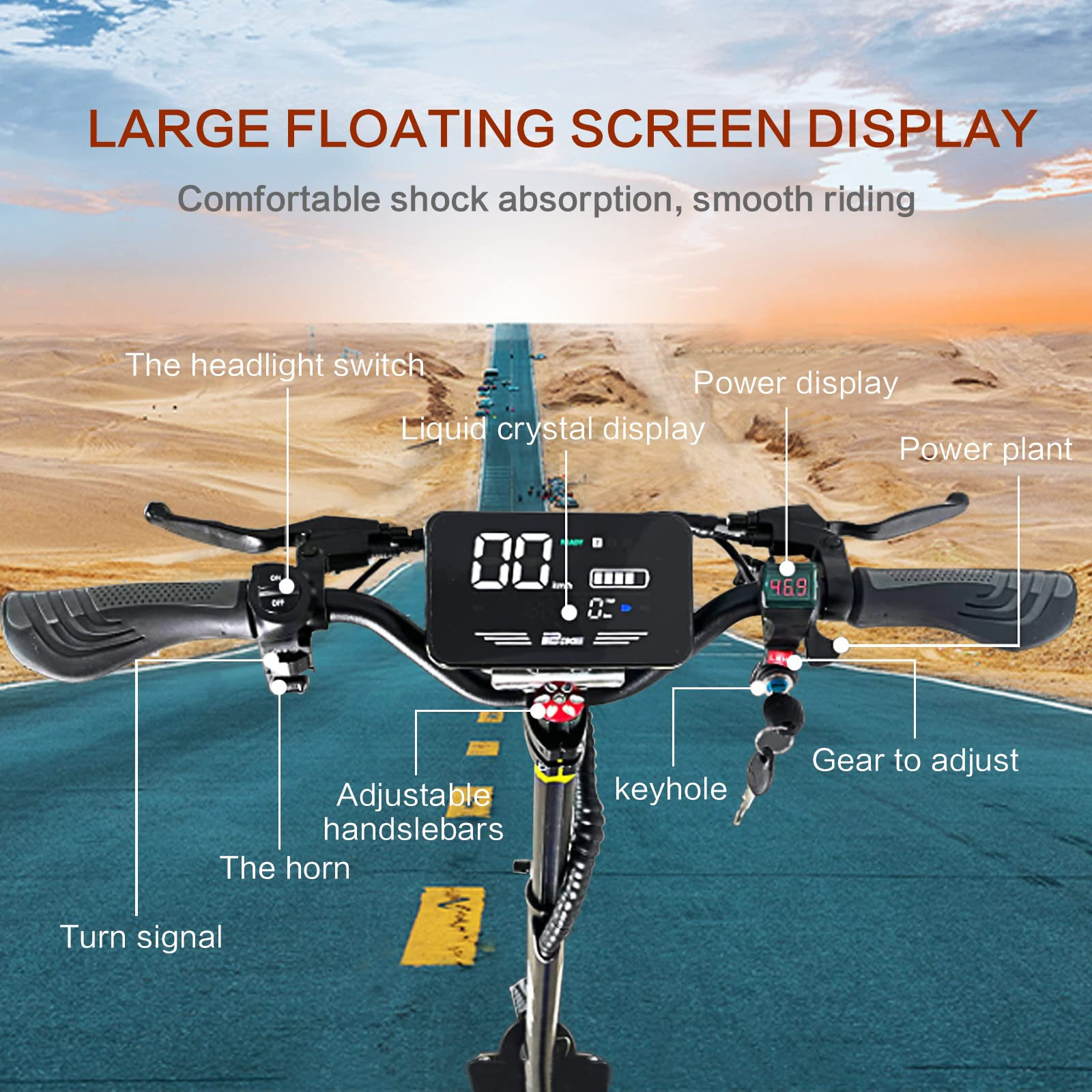 【Bicycle】Electric Kick Scooter for Adults - 2500W Motor, Up to 30 MPH & 20-30 Miles, 48V/16AH