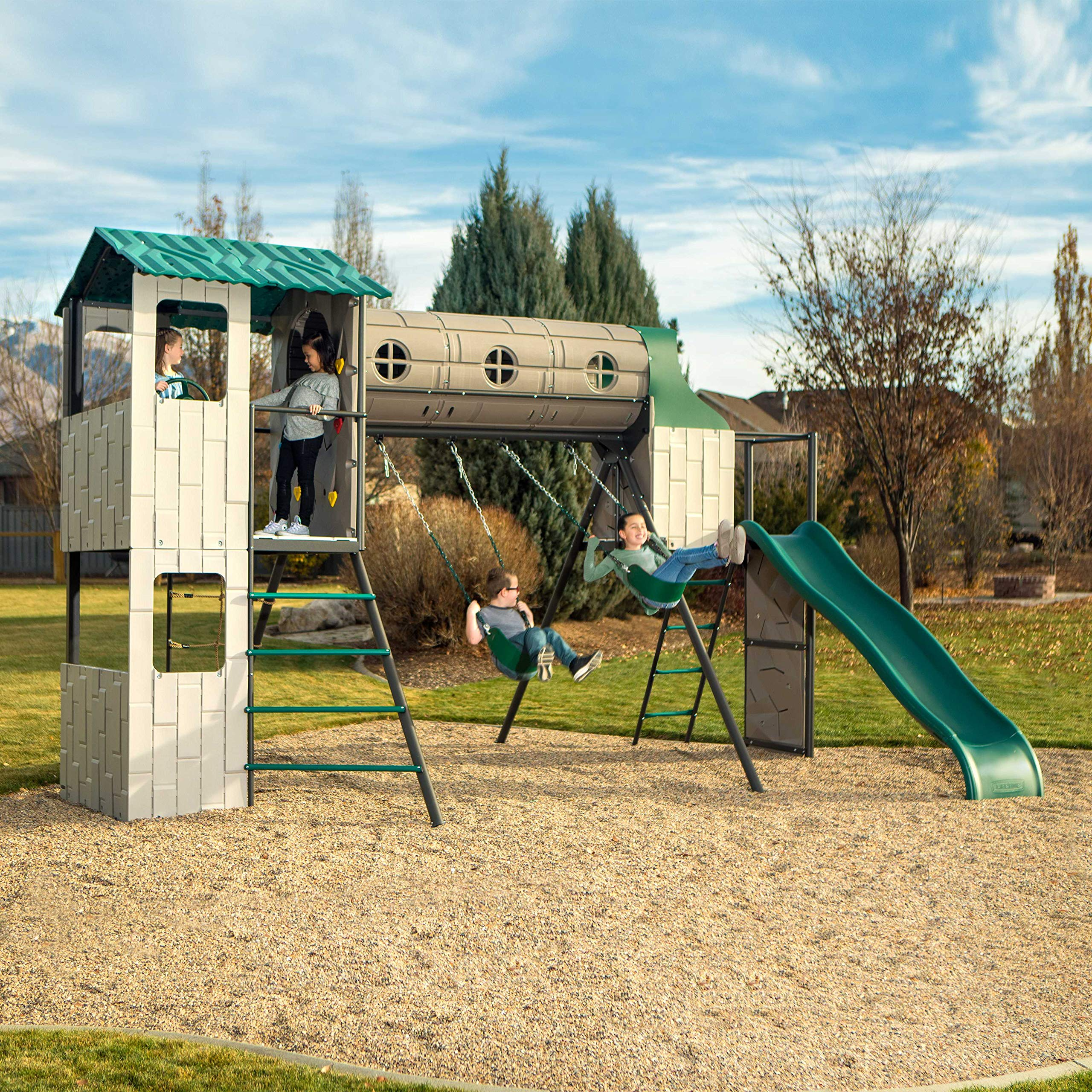 【Sports & Outdoor】Lifetime Adventure Tunnel Swing Set