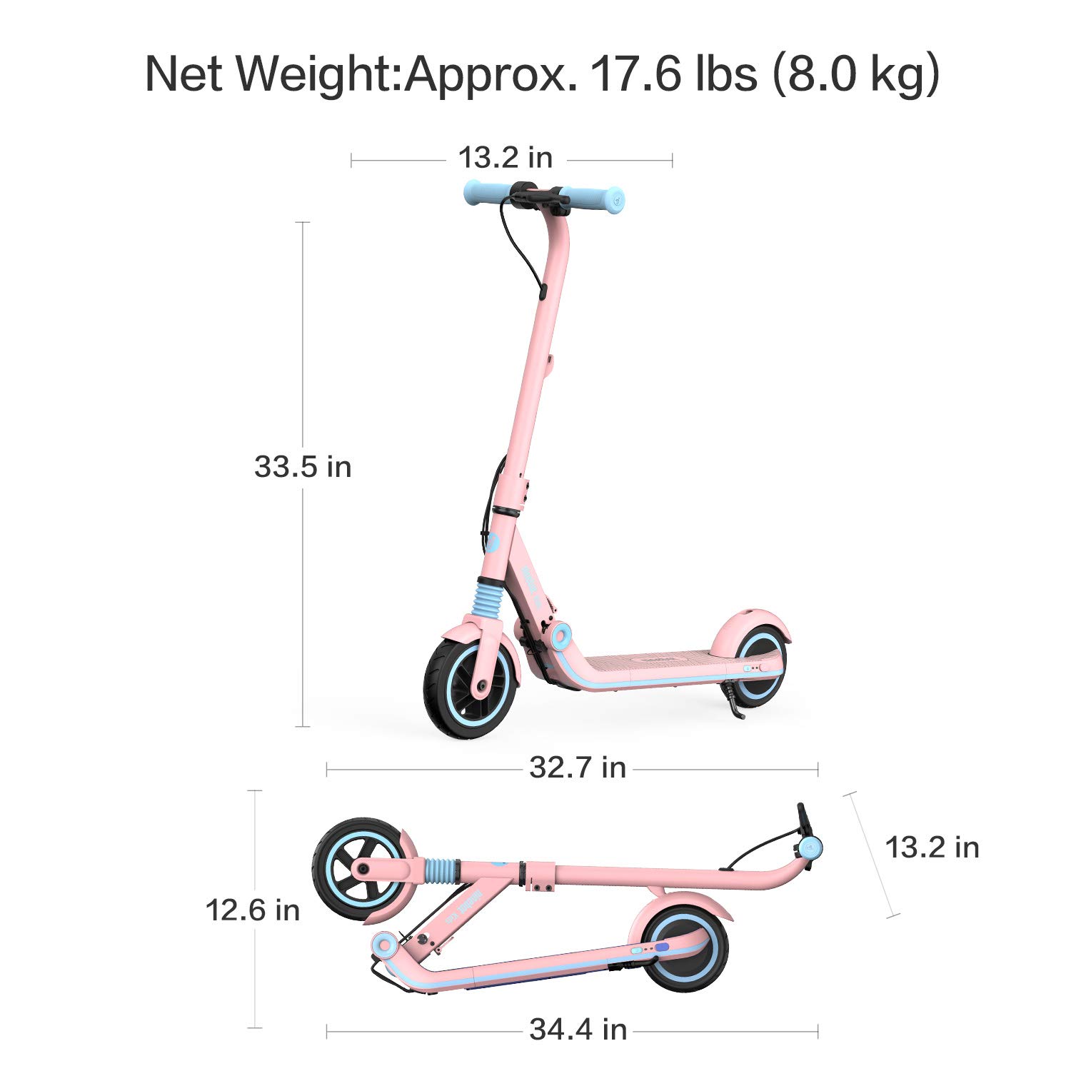 【Bicycle】Segway Ninebot Electric Kick Scooter for Kids, 6.2 Miles Range & 8.7 MPH(10, 11.2MPH)