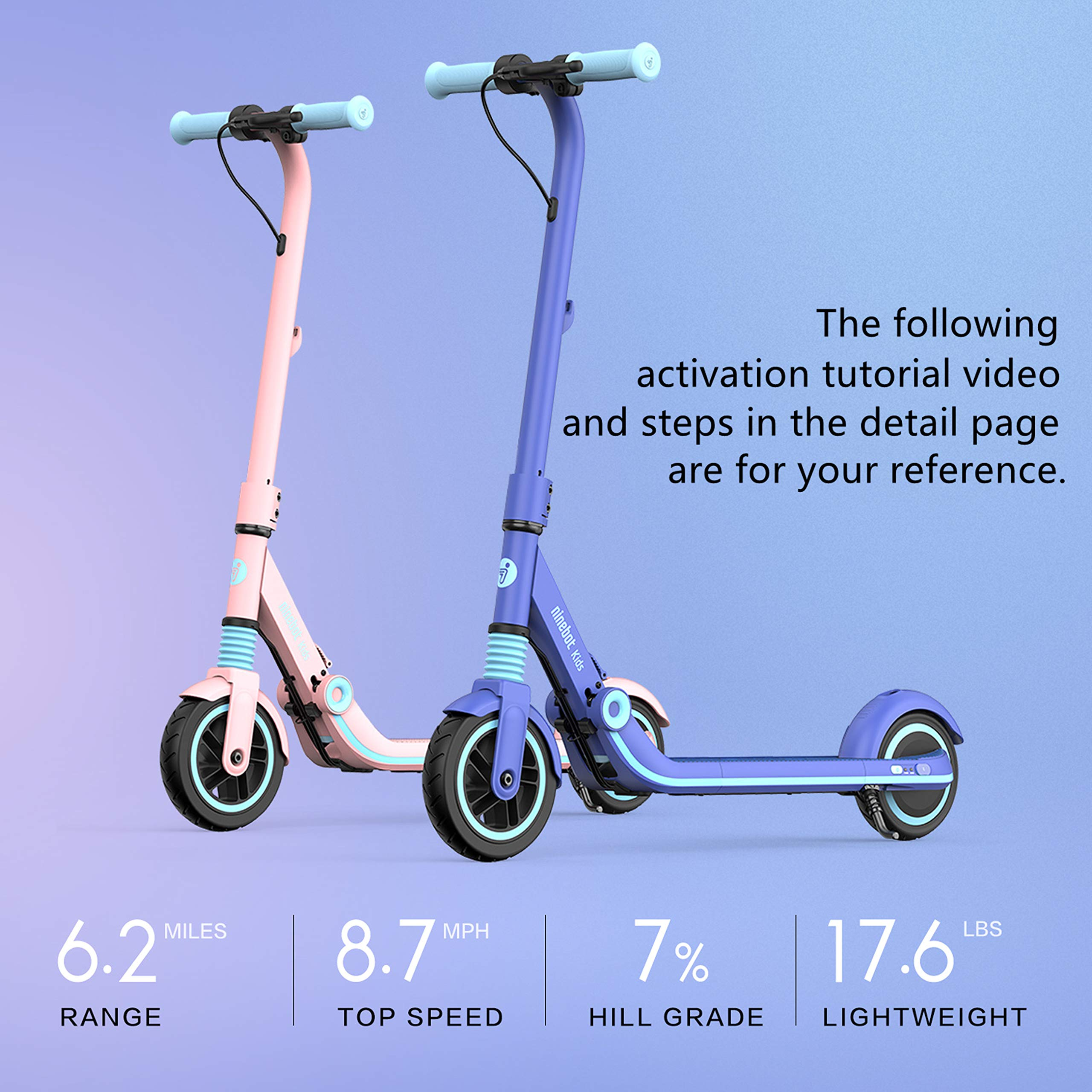 【Bicycle】Segway Ninebot Electric Kick Scooter for Kids, 6.2 Miles Range & 8.7 MPH(10, 11.2MPH)