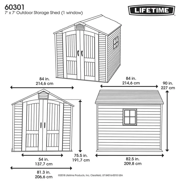 【Storage Shed】Lifetime 7x7 ft Outdoor Storage Shed