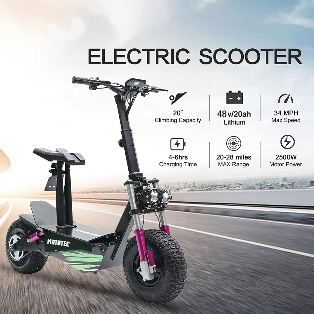 【Bicycle】Electric Fat Tire Scooter - Foldable 2500W Motor Adults Off Road Scooters - 48V20Ah Lithium Ion