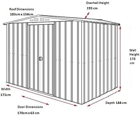 【Storage Shed】【BS】Anthracite Grey Metal Apex Roof Shed 6 x 5