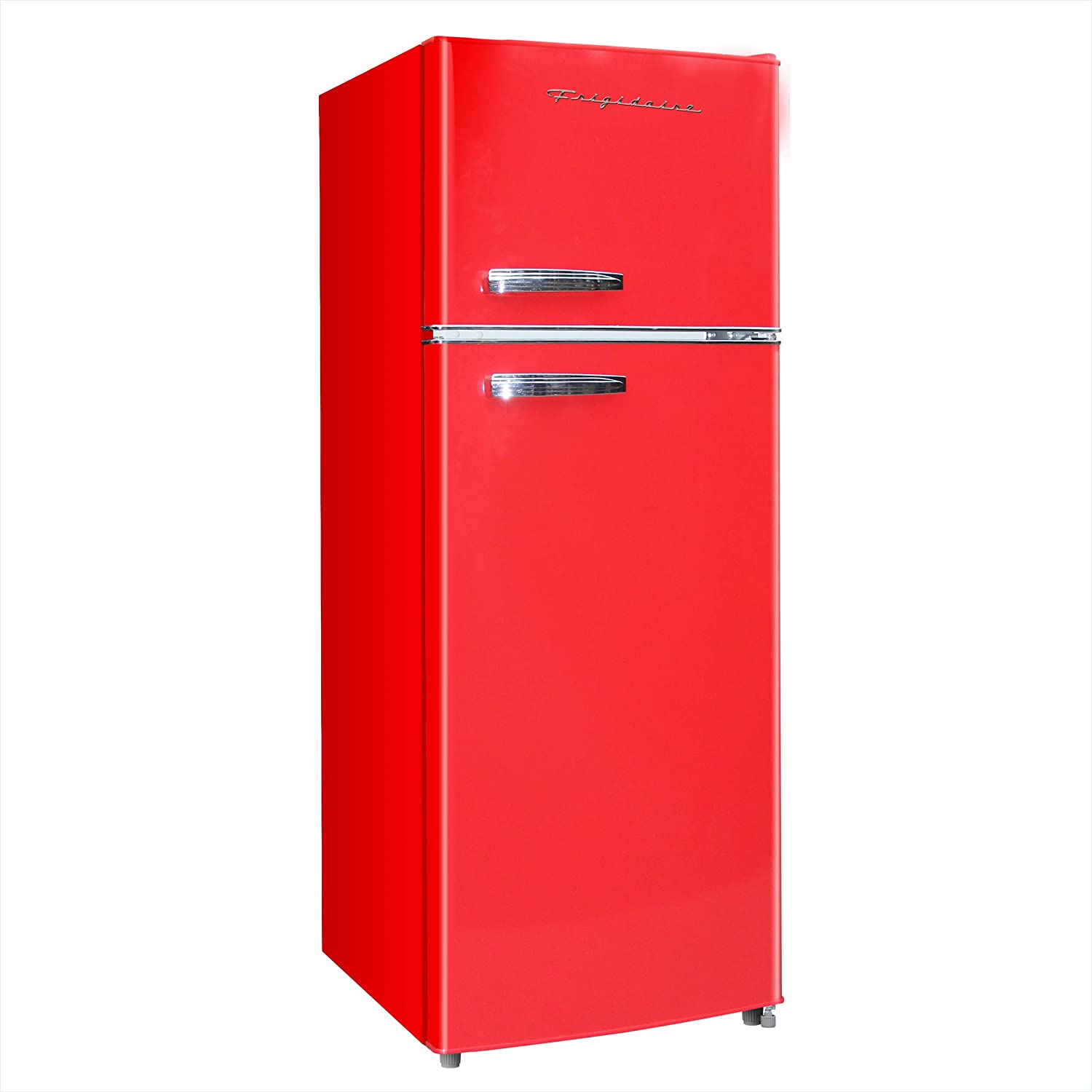 Frigidaire EFR753-PLATINUM EFR753, 2 Door Apartment Size Refrigerator with Freezer, Retro Chrome Handle, cu ft, Platinum Series, Stainless Steel, 7.5, Silver