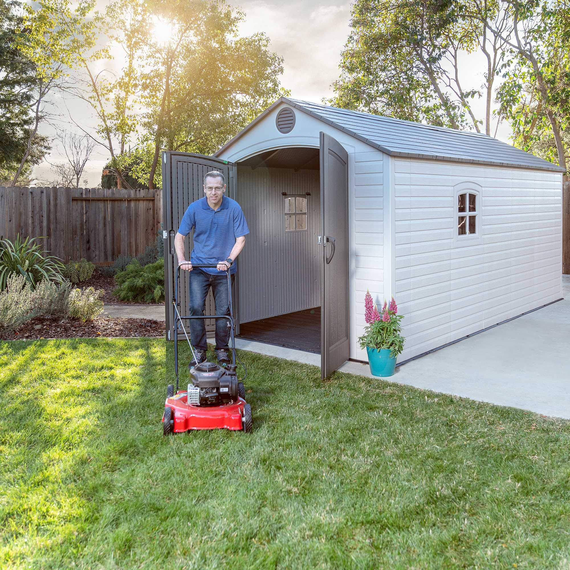 【Storage Shed】【BS】8 x 15 Ft. Outdoor Storage Shed, Desert Sand