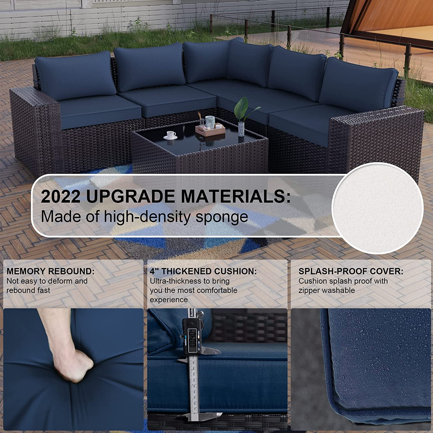 【Furniture】Outdoor Patio Furniture Set 12 Pcs Sectional Rattan Sofa Set Brown PE Wicker Patio Conversation Set